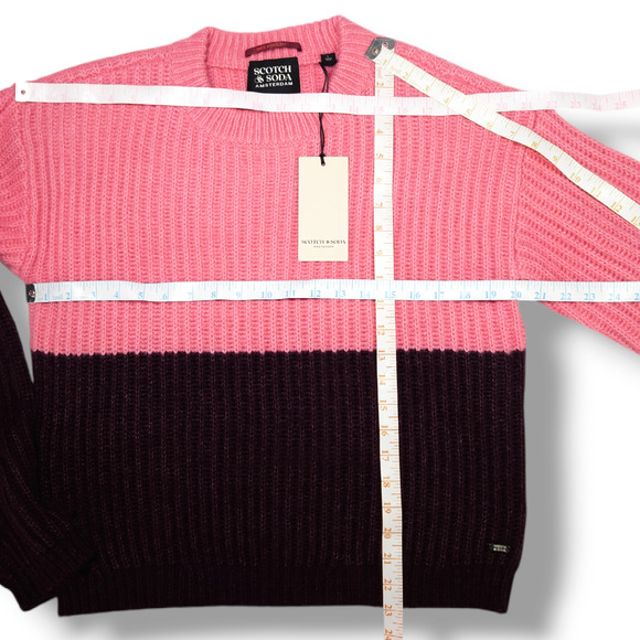 NWT Scotch & Soda Color Block Sweater Wool Alpaca Blend Sz. L [10] Pink Burgundy - Picture 7 of 9